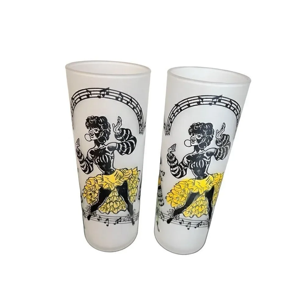 MCM Vintage 1940s-1950s CALYPSO~6pc/13oz~COLLINS GLASSES~BAR~TUMBLERS~CARIBBEAN